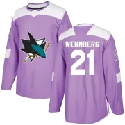 Men's Alex Wennberg San Jose Sharks Hockey Fights Cancer Jersey - Purple Authentic