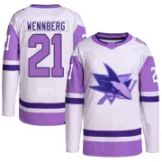 Men's Alex Wennberg San Jose Sharks Hockey Fights Cancer Primegreen Jersey - White/Purple Authentic