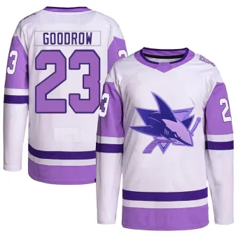 Men's Barclay Goodrow San Jose Sharks Hockey Fights Cancer Primegreen Jersey - White/Purple Authentic