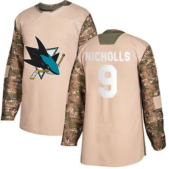 Men's Bernie Nicholls San Jose Sharks Veterans Day Practice Jersey - Camo Authentic