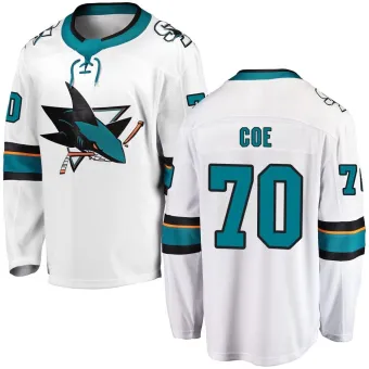 Men's Brandon Coe San Jose Sharks Away Jersey - White Breakaway