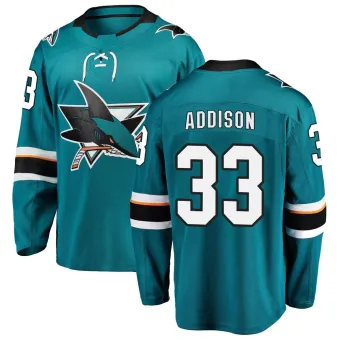 Men's Calen Addison San Jose Sharks Home Jersey - Teal Breakaway