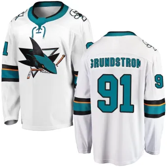 Men's Carl Grundstrom San Jose Sharks Away Jersey - White Breakaway