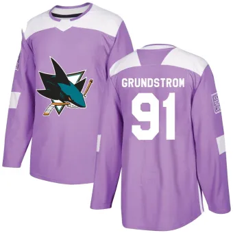 Men's Carl Grundstrom San Jose Sharks Hockey Fights Cancer Jersey - Purple Authentic