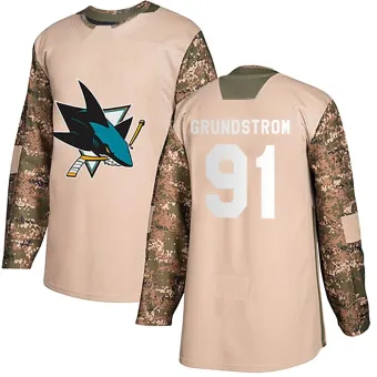 Men's Carl Grundstrom San Jose Sharks Veterans Day Practice Jersey - Camo Authentic