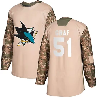 Men's Collin Graf San Jose Sharks Veterans Day Practice Jersey - Camo Authentic