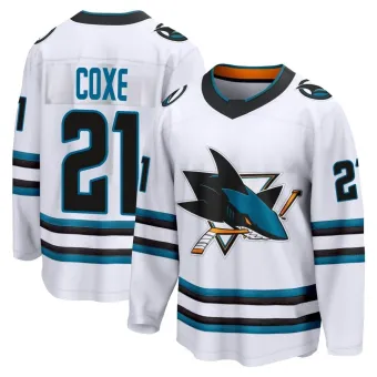 Men's Craig Coxe San Jose Sharks Away 2nd Jersey - White Breakaway