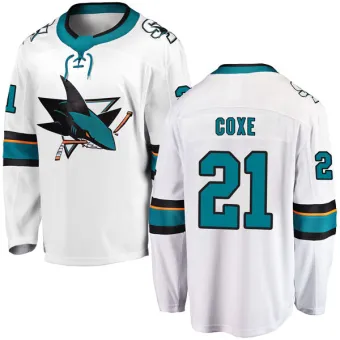 Men's Craig Coxe San Jose Sharks Away Jersey - White Breakaway