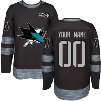 Men's Custom San Jose Sharks 1917-2017 100th Anniversary Jersey - Black Authentic