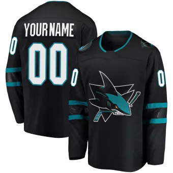 Men's Custom San Jose Sharks Alternate Jersey - Black Breakaway