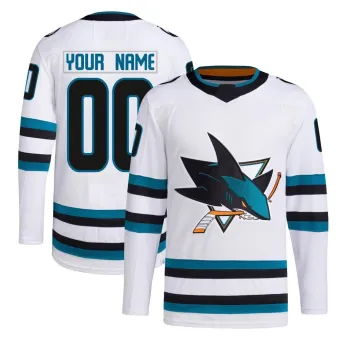 Men's Custom San Jose Sharks Away Primegreen Jersey - White Authentic