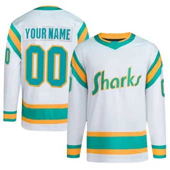 Men's Custom San Jose Sharks Reverse Retro 2.0 Jersey - White Authentic