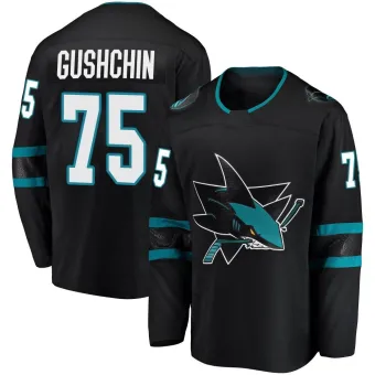 Men's Danil Gushchin San Jose Sharks Alternate Jersey - Black Breakaway