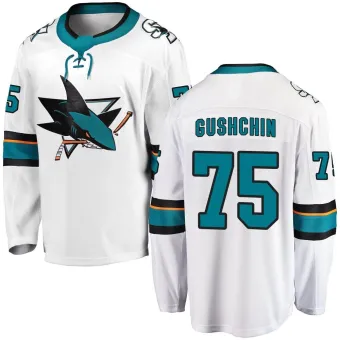 Men's Danil Gushchin San Jose Sharks Away Jersey - White Breakaway