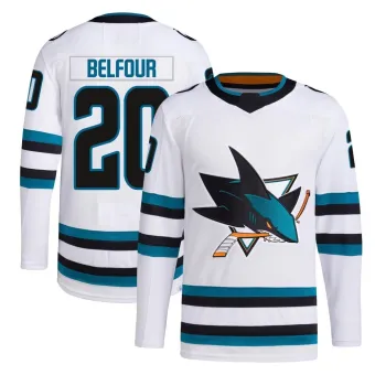 Men's Ed Belfour San Jose Sharks Away Primegreen Jersey - White Authentic