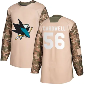 Men's Ethan Cardwell San Jose Sharks Veterans Day Practice Jersey - Camo Authentic