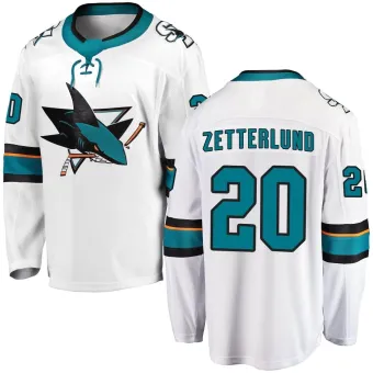 Men's Fabian Zetterlund San Jose Sharks Away Jersey - White Breakaway