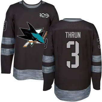 Men's Henry Thrun San Jose Sharks 1917-2017 100th Anniversary Jersey - Black Authentic