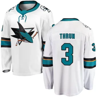 Men's Henry Thrun San Jose Sharks Away Jersey - White Breakaway