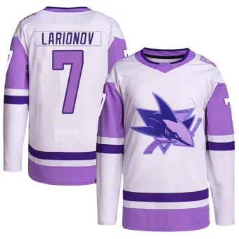 Men's Igor Larionov San Jose Sharks Hockey Fights Cancer Primegreen Jersey - White/Purple Authentic