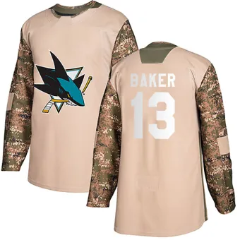 Men's Jamie Baker San Jose Sharks Veterans Day Practice Jersey - Camo Authentic