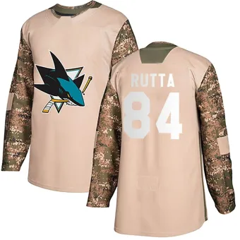 Men's Jan Rutta San Jose Sharks Veterans Day Practice Jersey - Camo Authentic