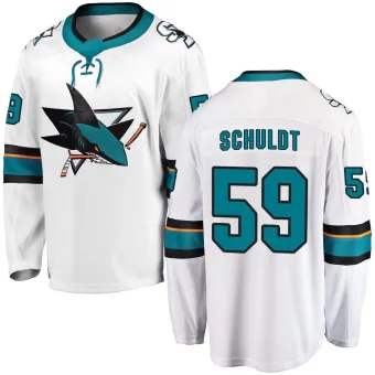 Men's Jimmy Schuldt San Jose Sharks Away Jersey - White Breakaway