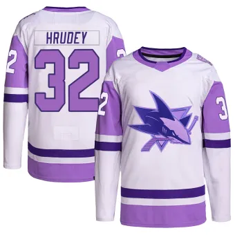 Men's Kelly Hrudey San Jose Sharks Hockey Fights Cancer Primegreen Jersey - White/Purple Authentic