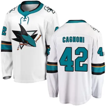 Men's Luca Cagnoni San Jose Sharks Away Jersey - White Breakaway