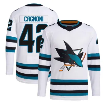 Men's Luca Cagnoni San Jose Sharks Away Primegreen Jersey - White Authentic