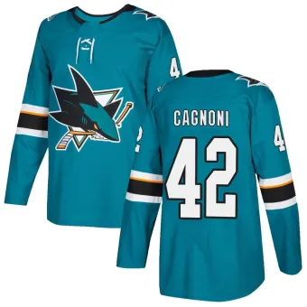 Men's Luca Cagnoni San Jose Sharks Home Jersey - Teal Authentic