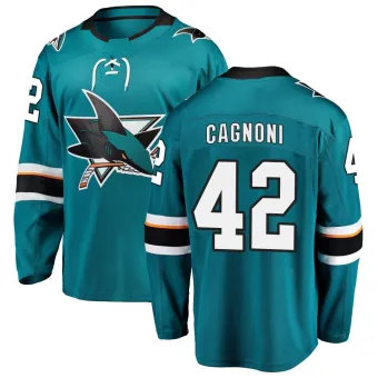 Men's Luca Cagnoni San Jose Sharks Home Jersey - Teal Breakaway