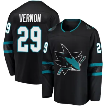 Men's Mike Vernon San Jose Sharks Alternate Jersey - Black Breakaway