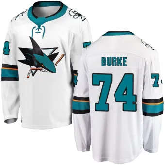 Men's Nolan Burke San Jose Sharks Away Jersey - White Breakaway