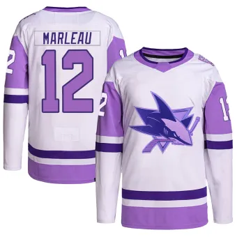 Men's Patrick Marleau San Jose Sharks Hockey Fights Cancer Primegreen Jersey - White/Purple Authentic