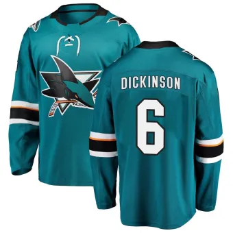 Men's Sam Dickinson San Jose Sharks Home Jersey - Teal Breakaway