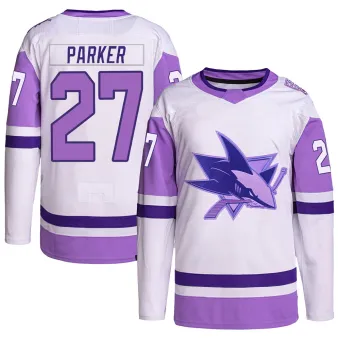 Men's Scott Parker San Jose Sharks Hockey Fights Cancer Primegreen Jersey - White/Purple Authentic