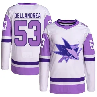 Men's Ty Dellandrea San Jose Sharks Hockey Fights Cancer Primegreen Jersey - White/Purple Authentic