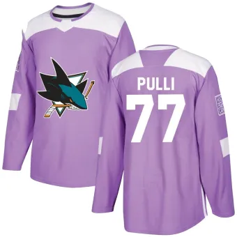 Men's Valtteri Pulli San Jose Sharks Hockey Fights Cancer Jersey - Purple Authentic