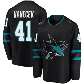 Men's Vitek Vanecek San Jose Sharks Alternate Jersey - Black Breakaway