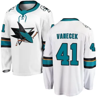 Men's Vitek Vanecek San Jose Sharks Away Jersey - White Breakaway