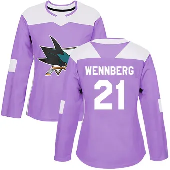 Women's Alex Wennberg San Jose Sharks Hockey Fights Cancer Jersey - Purple Authentic