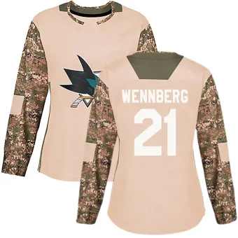 Women's Alex Wennberg San Jose Sharks Veterans Day Practice Jersey - Camo Authentic