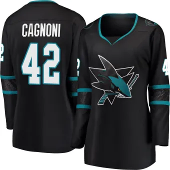 Women's Luca Cagnoni San Jose Sharks Alternate Jersey - Black Breakaway