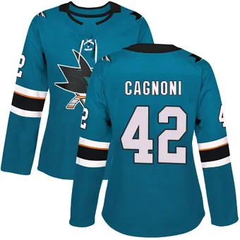 Women's Luca Cagnoni San Jose Sharks Home Jersey - Teal Authentic