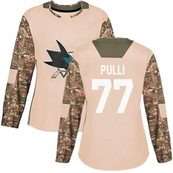 Women's Valtteri Pulli San Jose Sharks Veterans Day Practice Jersey - Camo Authentic