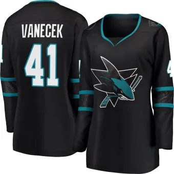 Women's Vitek Vanecek San Jose Sharks Alternate Jersey - Black Breakaway