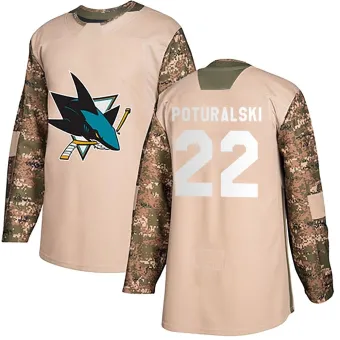 Youth Andrew Poturalski San Jose Sharks Veterans Day Practice Jersey - Camo Authentic