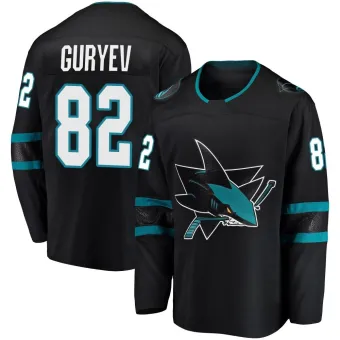 Youth Artem Guryev San Jose Sharks Alternate Jersey - Black Breakaway