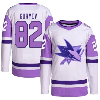 Youth Artem Guryev San Jose Sharks Hockey Fights Cancer Primegreen Jersey - White/Purple Authentic